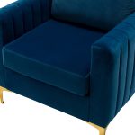 Ganymedes Navy Velvet Glam Tufted Accent Club Chair