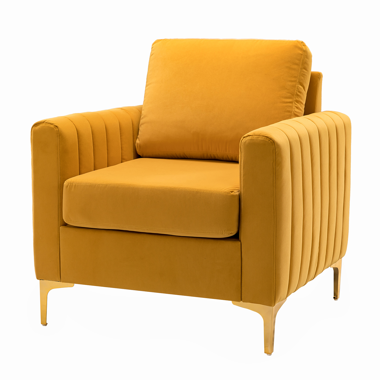 Ganymedes Velvet Glam Tufted Accent Club Chair Mustard 2 Ganymedes Velvet Glam Tufted Accent Club Chair Mustard - Image 2