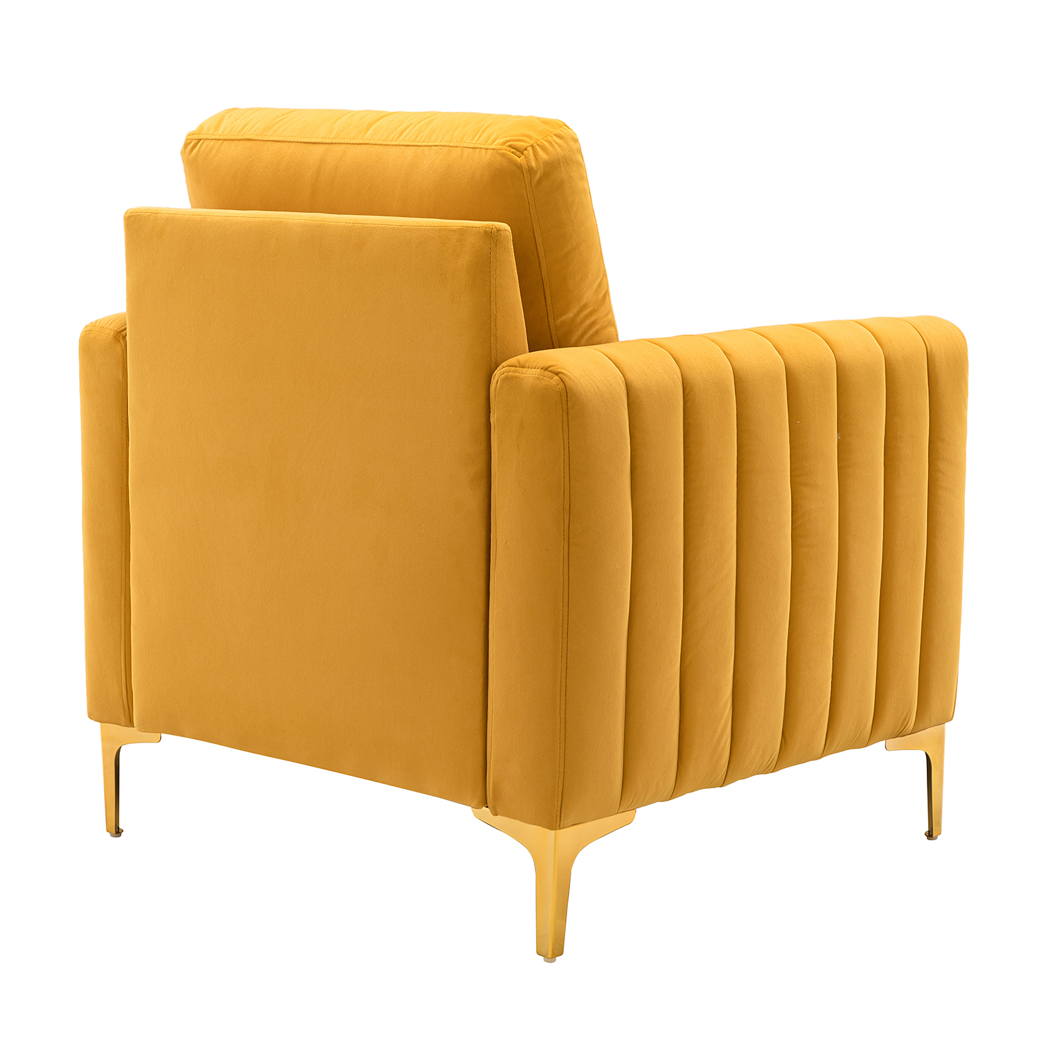 Ganymedes Velvet Glam Tufted Accent Club Chair Mustard 3 Ganymedes Velvet Glam Tufted Accent Club Chair Mustard - Image 3