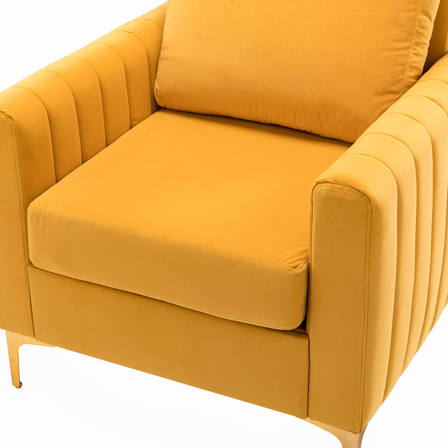 Ganymedes Velvet Glam Tufted Accent Club Chair Mustard 5 Ganymedes Velvet Glam Tufted Accent Club Chair Mustard - Image 5