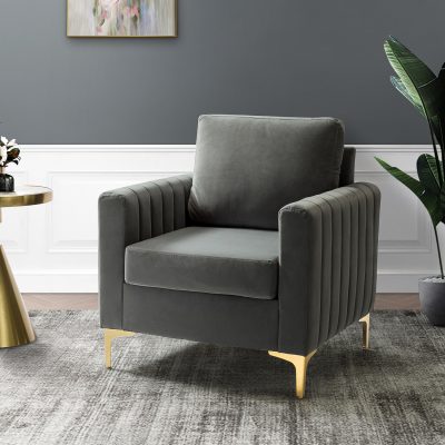 Ganymedes Velvet Tufted Glam Accent Club Chair
