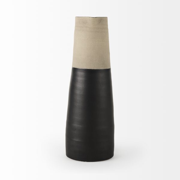 Garand Large 18.8H Two Toned BlackNatural Ceramic Jug 4