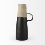 Garand Large 18.8H Two-Toned Black/Natural Ceramic Jug