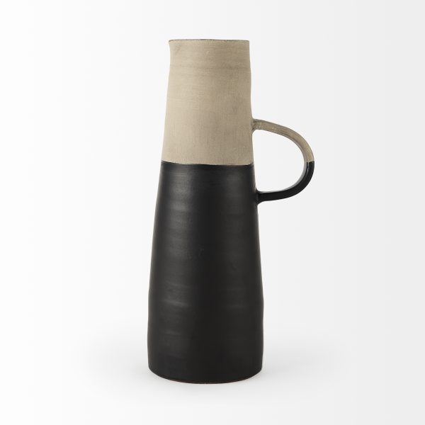 Garand Large 18.8H Two Toned BlackNatural Ceramic Jug 5