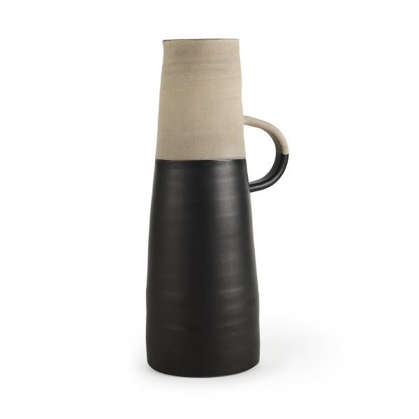 Garand Large 18.8H Two Toned BlackNatural Ceramic Jug