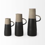 Garand Large 18.8H Two-Toned Black/Natural Ceramic Jug