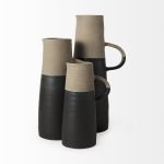 Garand Large 18.8H Two-Toned Black/Natural Ceramic Jug