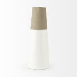 Garand Large 18.8H Two-Toned White Natural Ceramic Jug