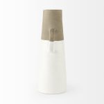 Garand Large 18.8H Two-Toned White Natural Ceramic Jug