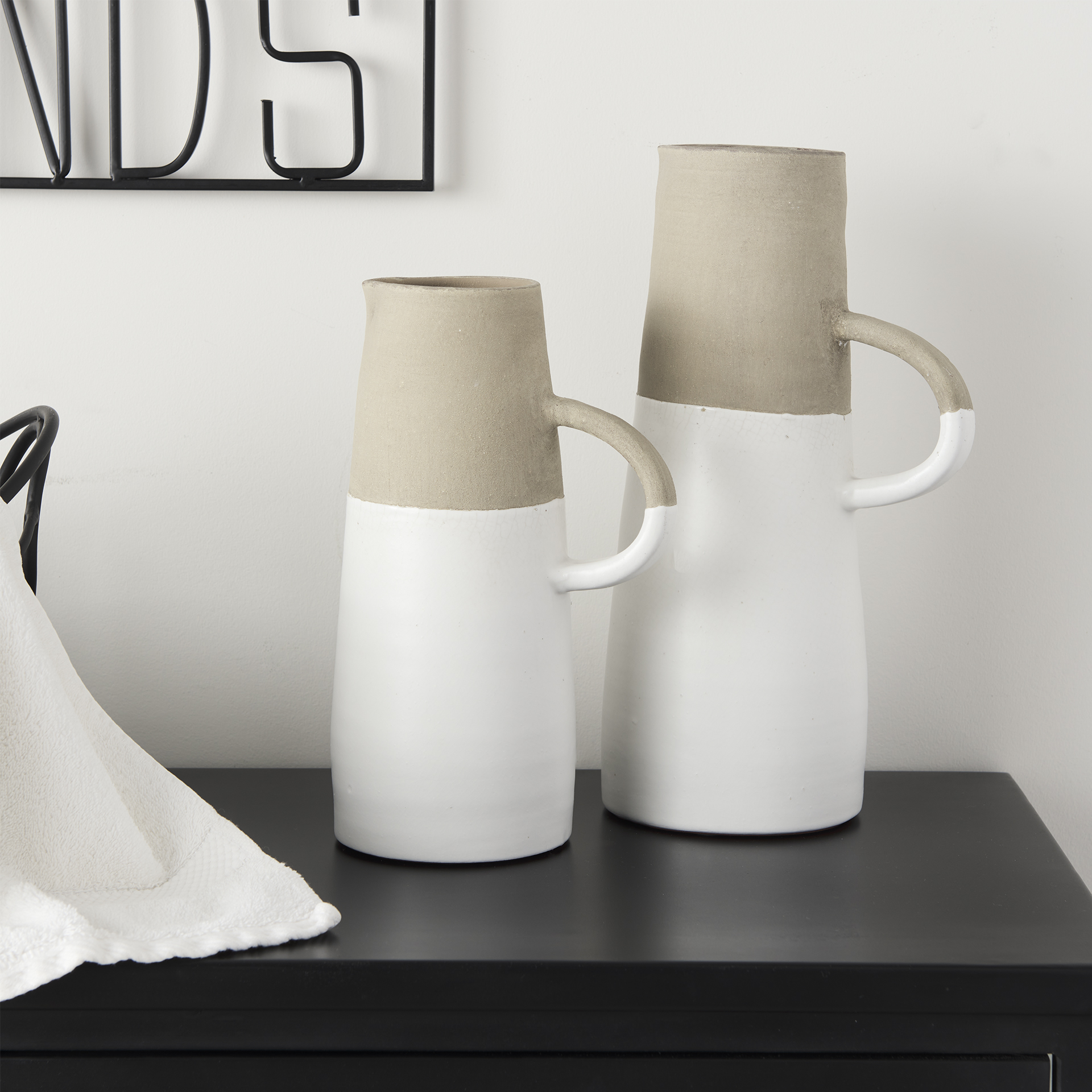 Garand Medium 15H Two-Toned White Natural Ceramic Jug 5 Garand Medium 15H Two-Toned White Natural Ceramic Jug - Image 5