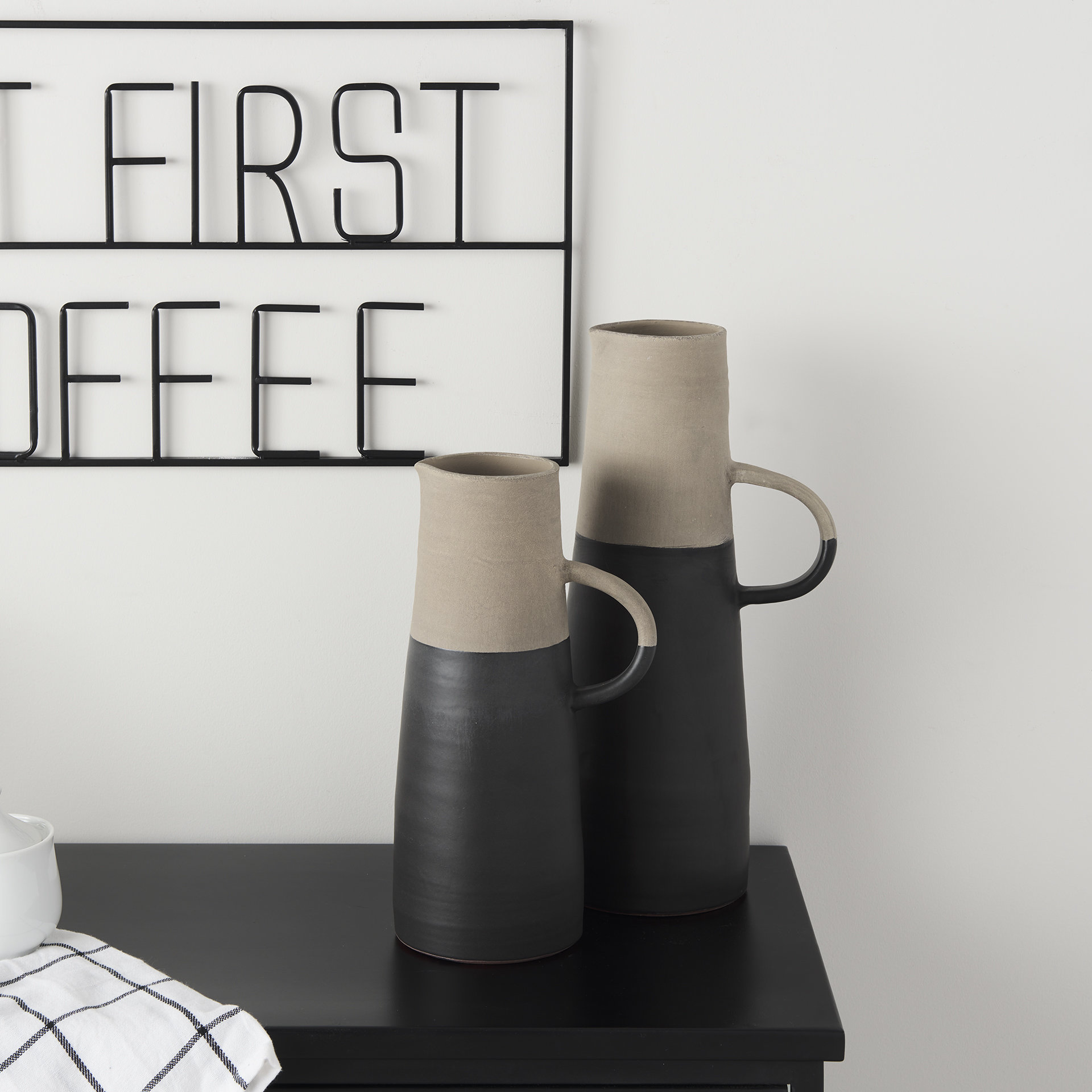 Garand Small 13H Two-Toned Black/Natural Ceramic Jug 4 Garand Small 13H Two-Toned Black/Natural Ceramic Jug - Image 4