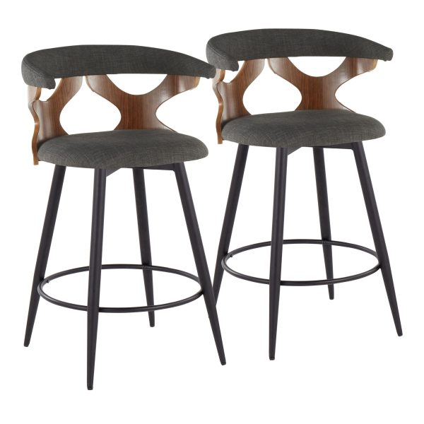 Gardenia 25 Contemporary Charcoal Swivel Counter Stools Set of 2 2