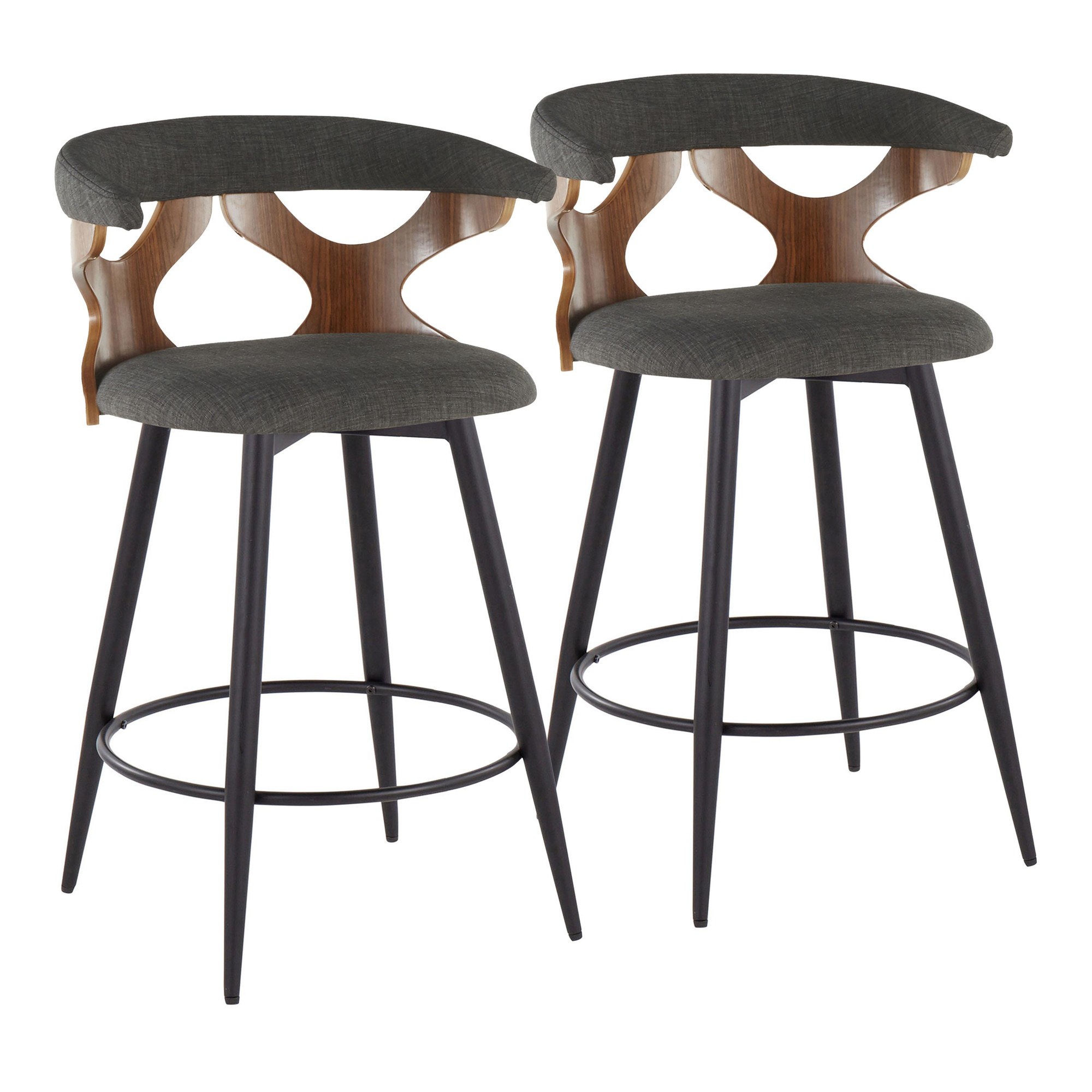 Gardenia 25 Contemporary Charcoal Swivel Counter Stools (Set of 2) 3 Gardenia 25 Contemporary Charcoal Swivel Counter Stools (Set of 2) - Image 3