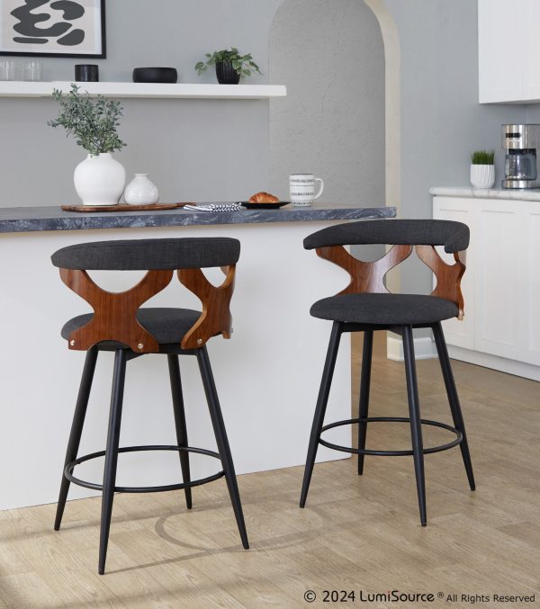 Gardenia 25 Contemporary Charcoal Swivel Counter Stools Set of 2