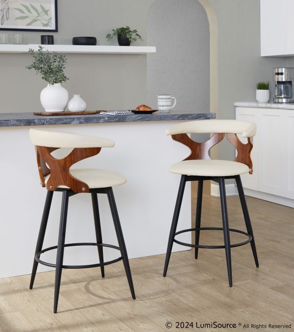 Gardenia 25 Inch Contemporary Cream Swivel Counter Stool Set of 2 1