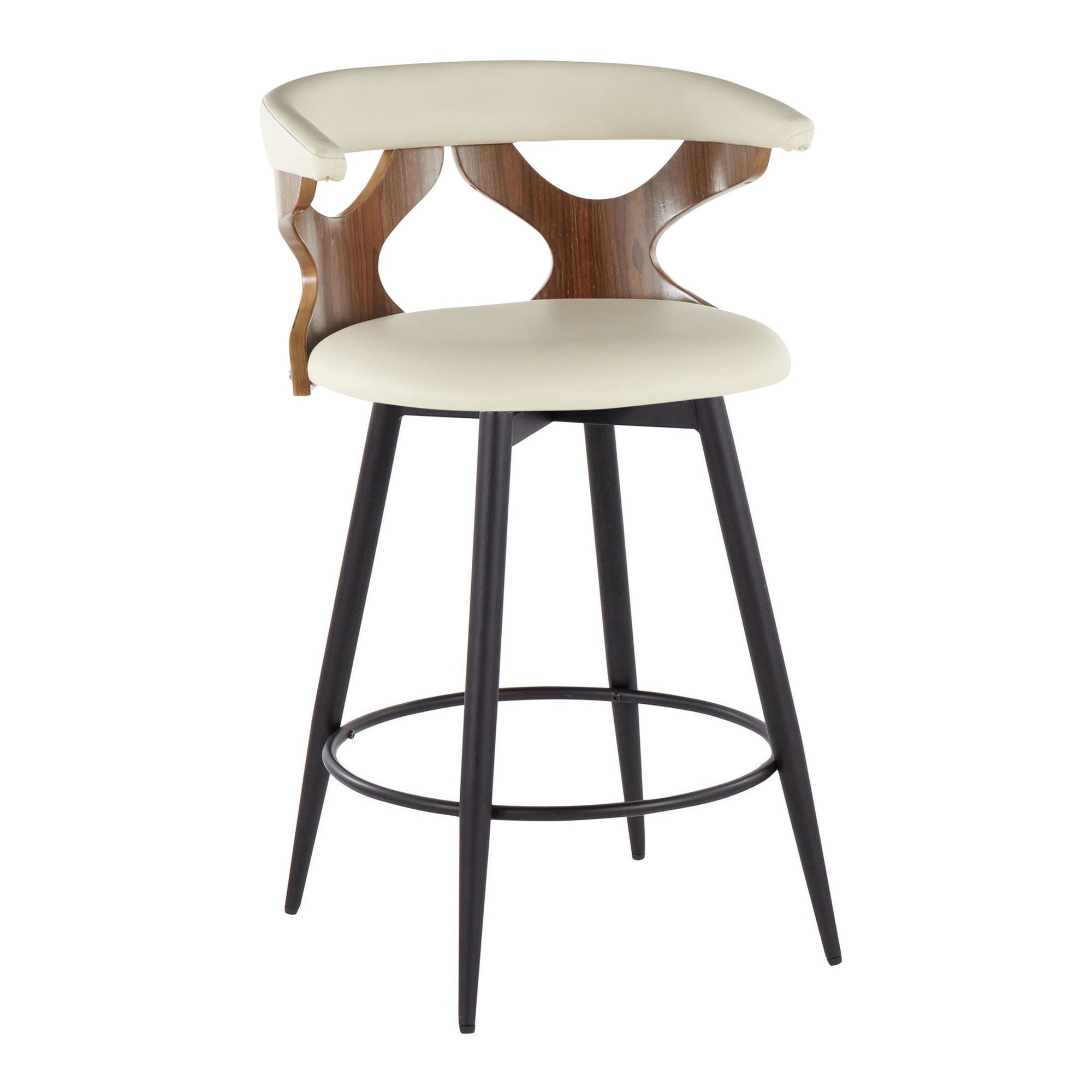 Gardenia 25-Inch Contemporary Cream Swivel Counter Stool (Set of 2) 4 Gardenia 25-Inch Contemporary Cream Swivel Counter Stool (Set of 2) - Image 4