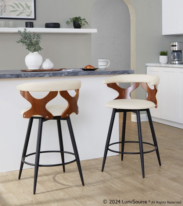 Gardenia 25 Inch Contemporary Cream Swivel Counter Stool Set of 2