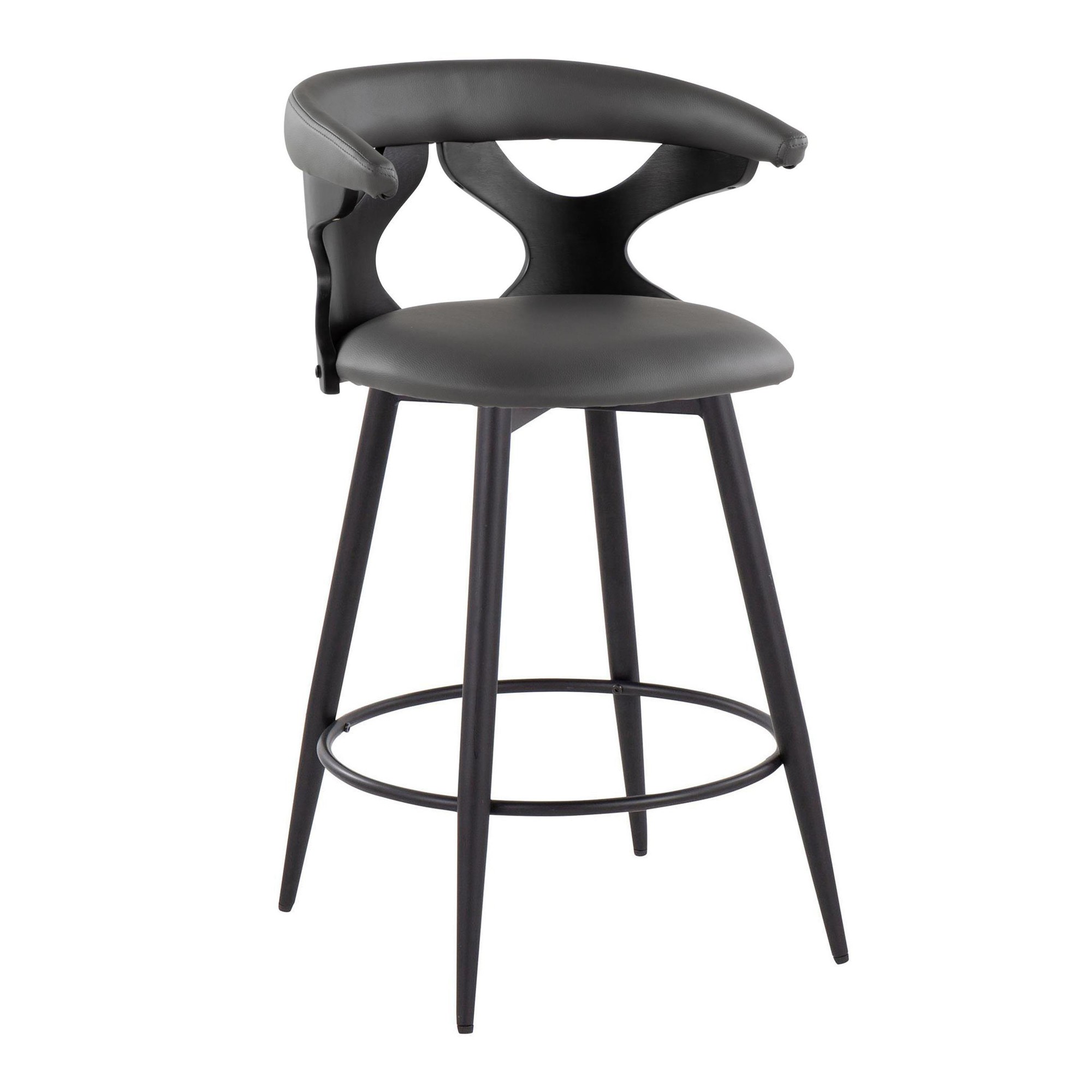 Gardenia 25-Inch Contemporary Swivel Grey Faux Leather Counter Stools (Set of 2) 4 Gardenia 25-Inch Contemporary Swivel Grey Faux Leather Counter Stools (Set of 2) - Image 4