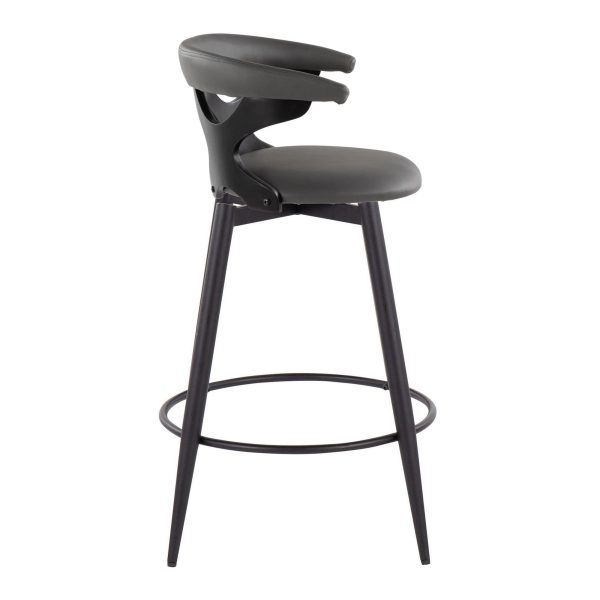 Gardenia 25 Inch Contemporary Swivel Grey Faux Leather Counter Stools Set of 2 4
