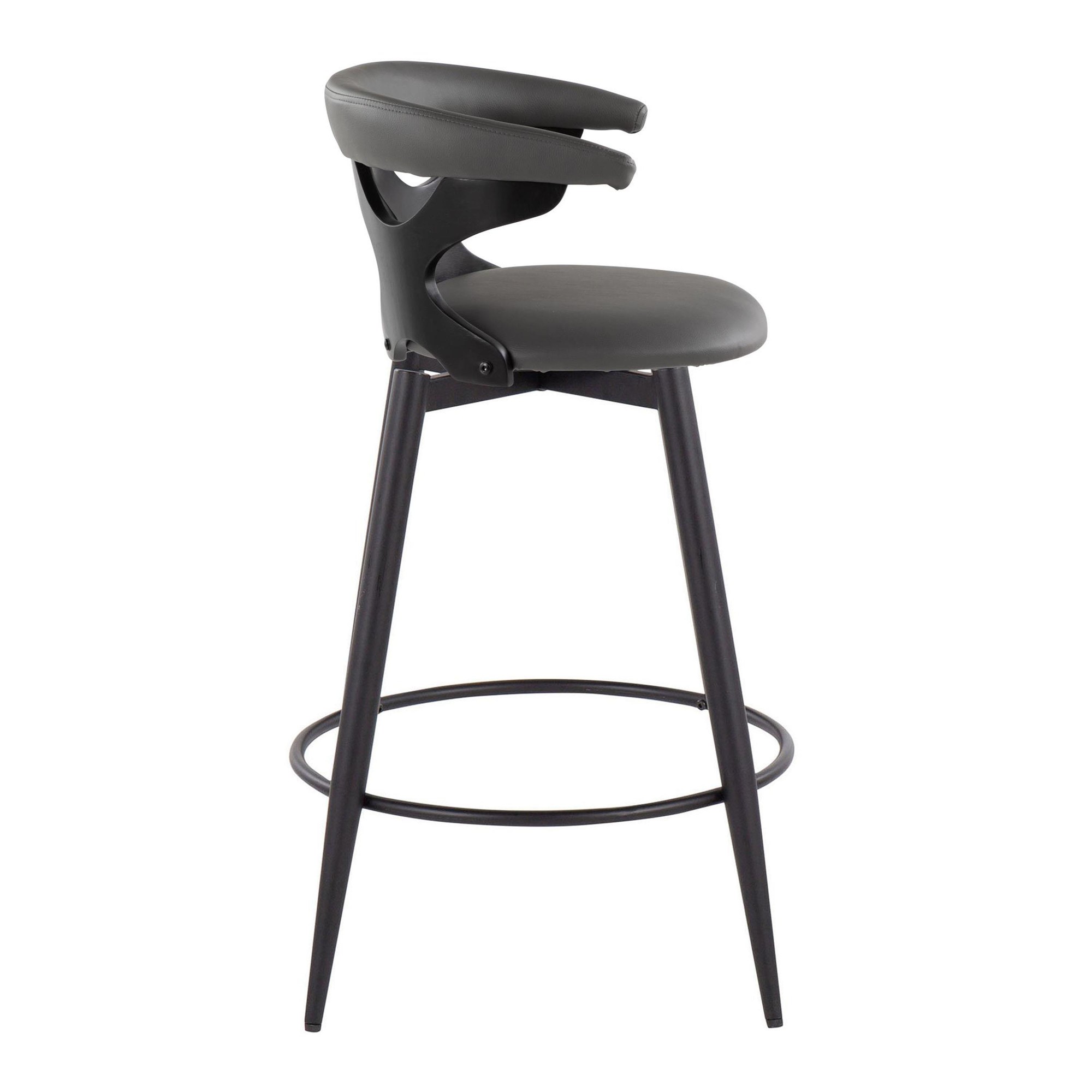 Gardenia 25-Inch Contemporary Swivel Grey Faux Leather Counter Stools (Set of 2) 5 Gardenia 25-Inch Contemporary Swivel Grey Faux Leather Counter Stools (Set of 2) - Image 5