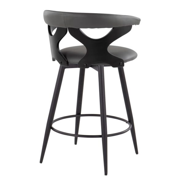 Gardenia 25 Inch Contemporary Swivel Grey Faux Leather Counter Stools Set of 2 5