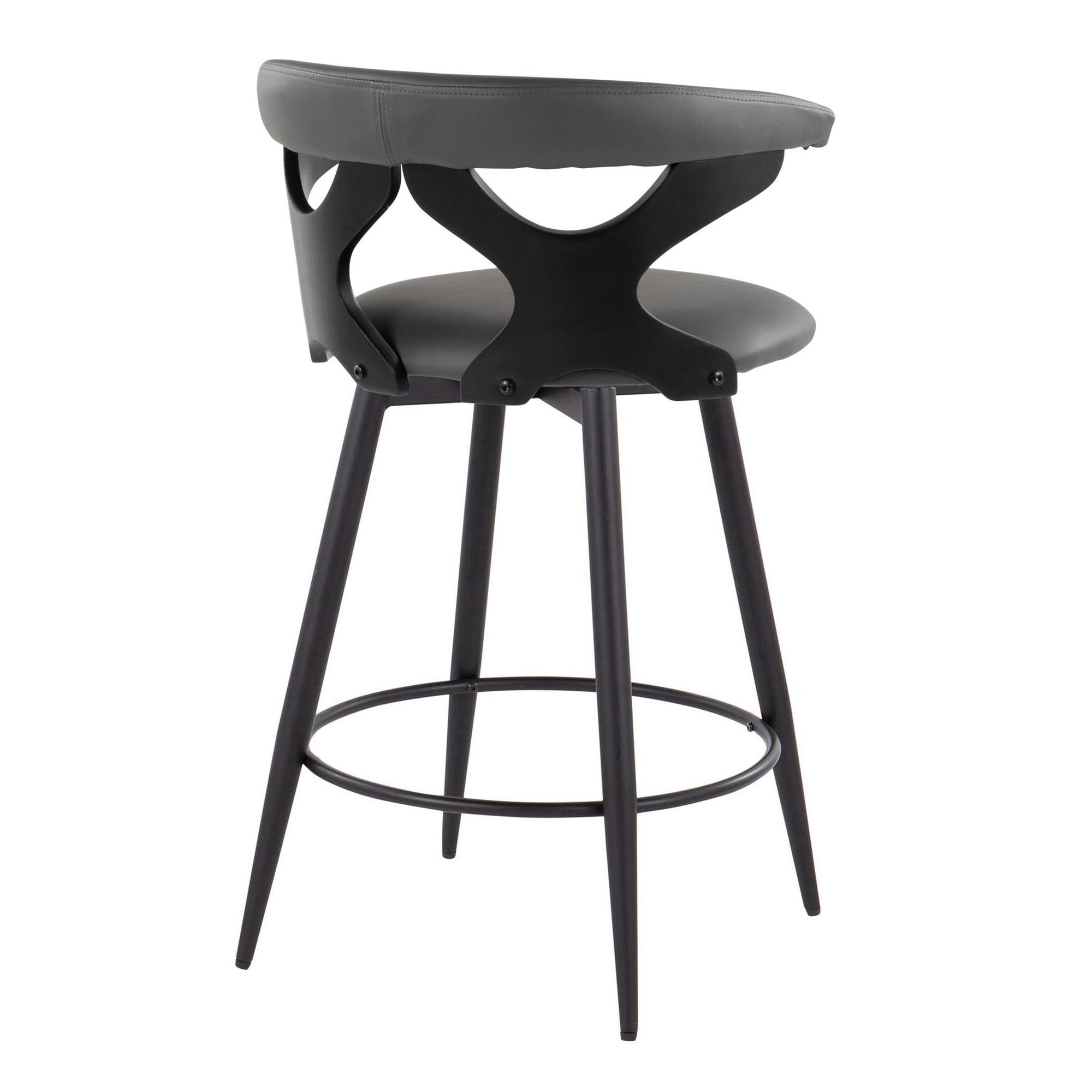 Gardenia 25-Inch Contemporary Swivel Grey Faux Leather Counter Stools (Set of 2) 6 Gardenia 25-Inch Contemporary Swivel Grey Faux Leather Counter Stools (Set of 2) - Image 6