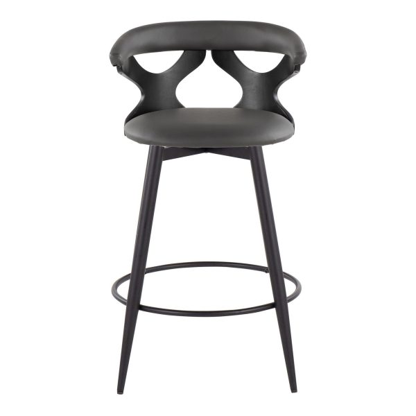 Gardenia 25 Inch Contemporary Swivel Grey Faux Leather Counter Stools Set of 2 7