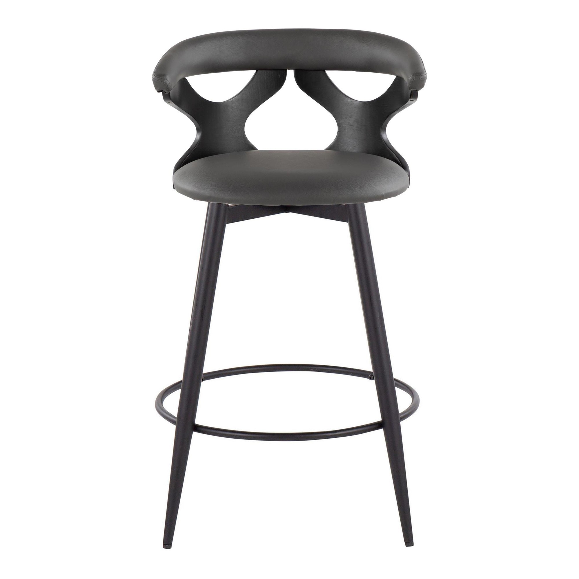 Gardenia 25-Inch Contemporary Swivel Grey Faux Leather Counter Stools (Set of 2) 8 Gardenia 25-Inch Contemporary Swivel Grey Faux Leather Counter Stools (Set of 2) - Image 8