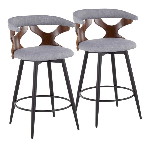 Gardenia 25 Inch Light Grey Contemporary Swivel Counter Stools Set of 2 2