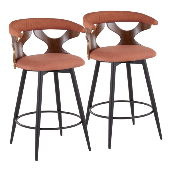 Gardenia 25 Inch Orange Contemporary Swivel Counter Stools Set of 2 2