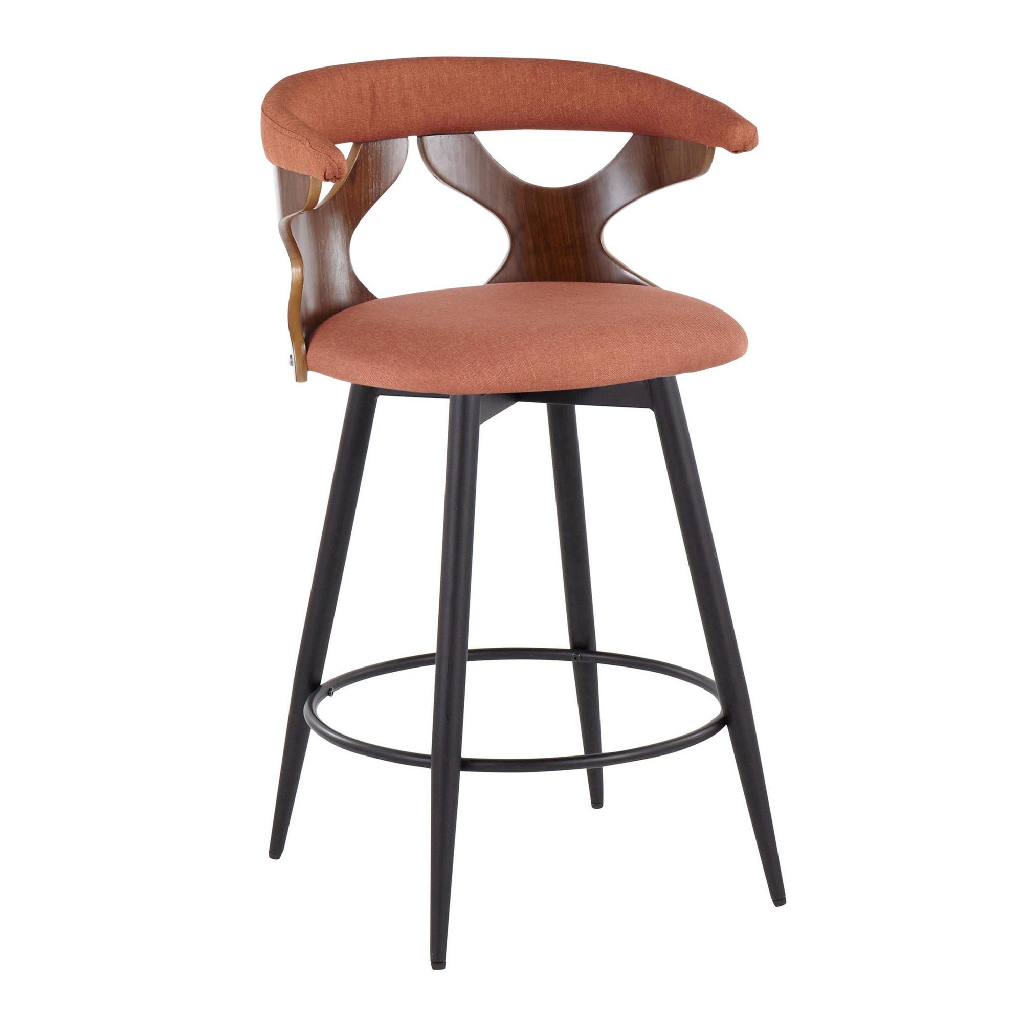 Gardenia 25-Inch Orange Contemporary Swivel Counter Stools (Set of 2) 4 Gardenia 25-Inch Orange Contemporary Swivel Counter Stools (Set of 2) - Image 4