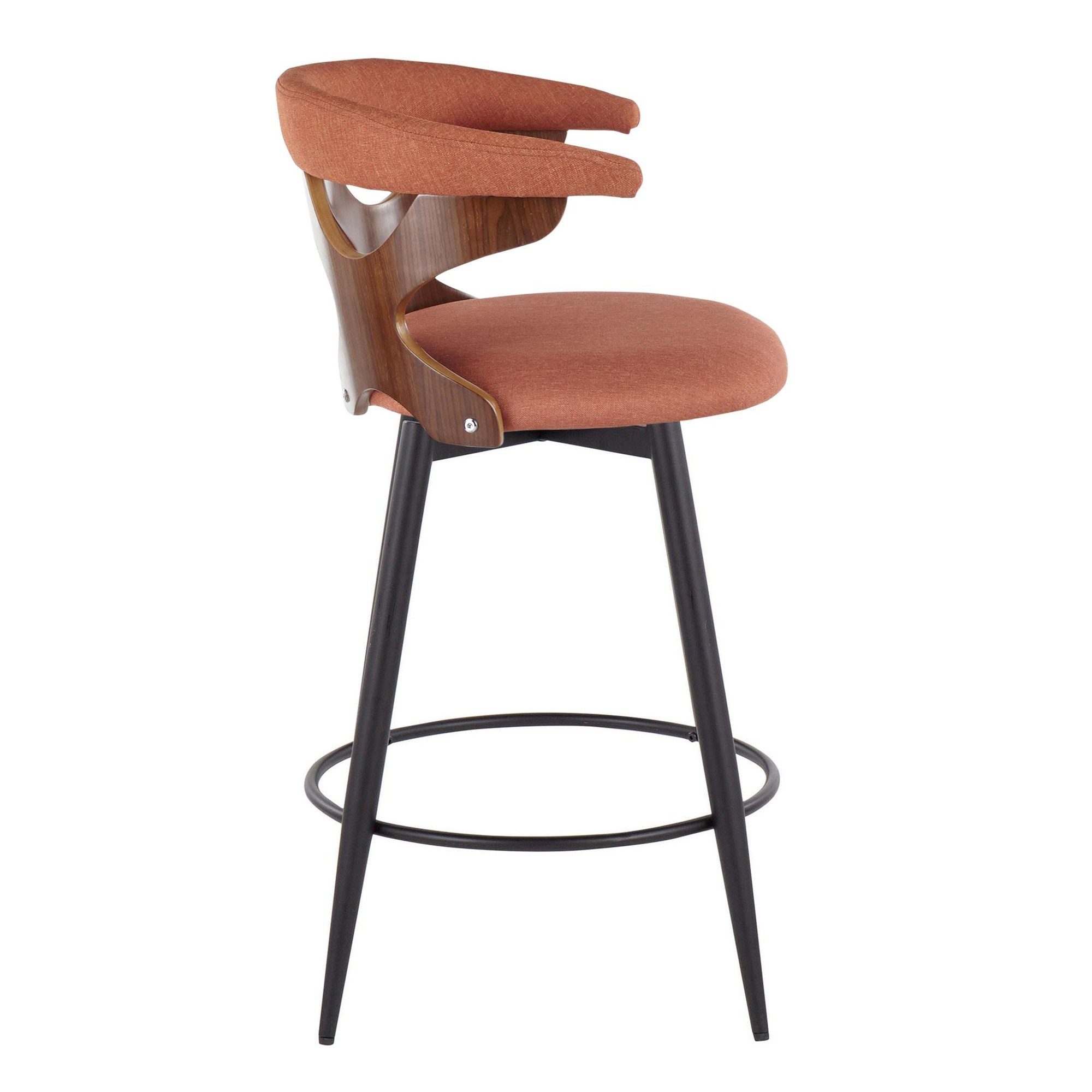 Gardenia 25-Inch Orange Contemporary Swivel Counter Stools (Set of 2) 5 Gardenia 25-Inch Orange Contemporary Swivel Counter Stools (Set of 2) - Image 5