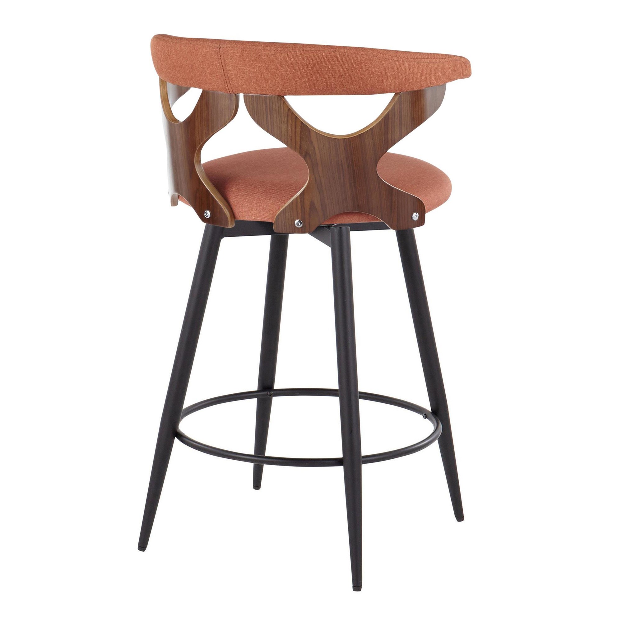 Gardenia 25-Inch Orange Contemporary Swivel Counter Stools (Set of 2) 6 Gardenia 25-Inch Orange Contemporary Swivel Counter Stools (Set of 2) - Image 6