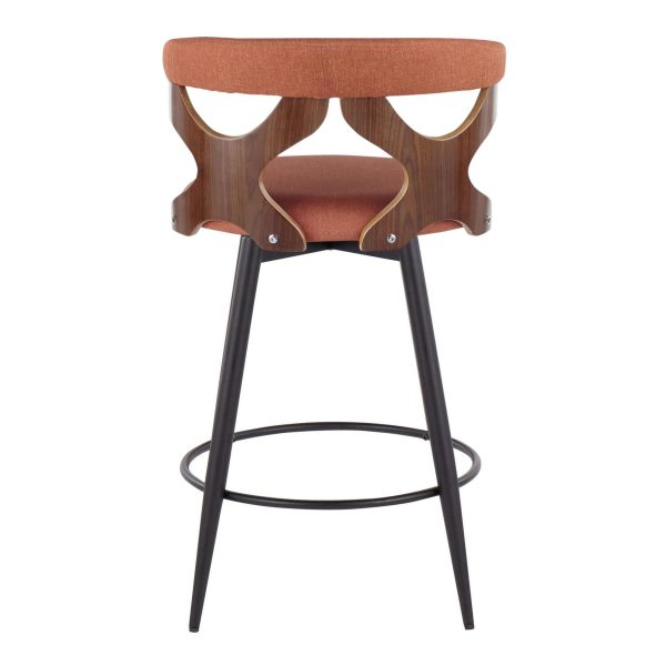 Gardenia 25 Inch Orange Contemporary Swivel Counter Stools Set of 2 6