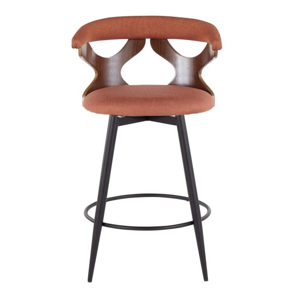 Gardenia 25 Inch Orange Contemporary Swivel Counter Stools Set of 2 7
