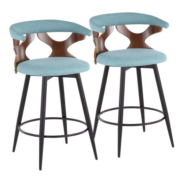 Gardenia 25 Inch Teal Contemporary Swivel Counter Stools Set of 2 2