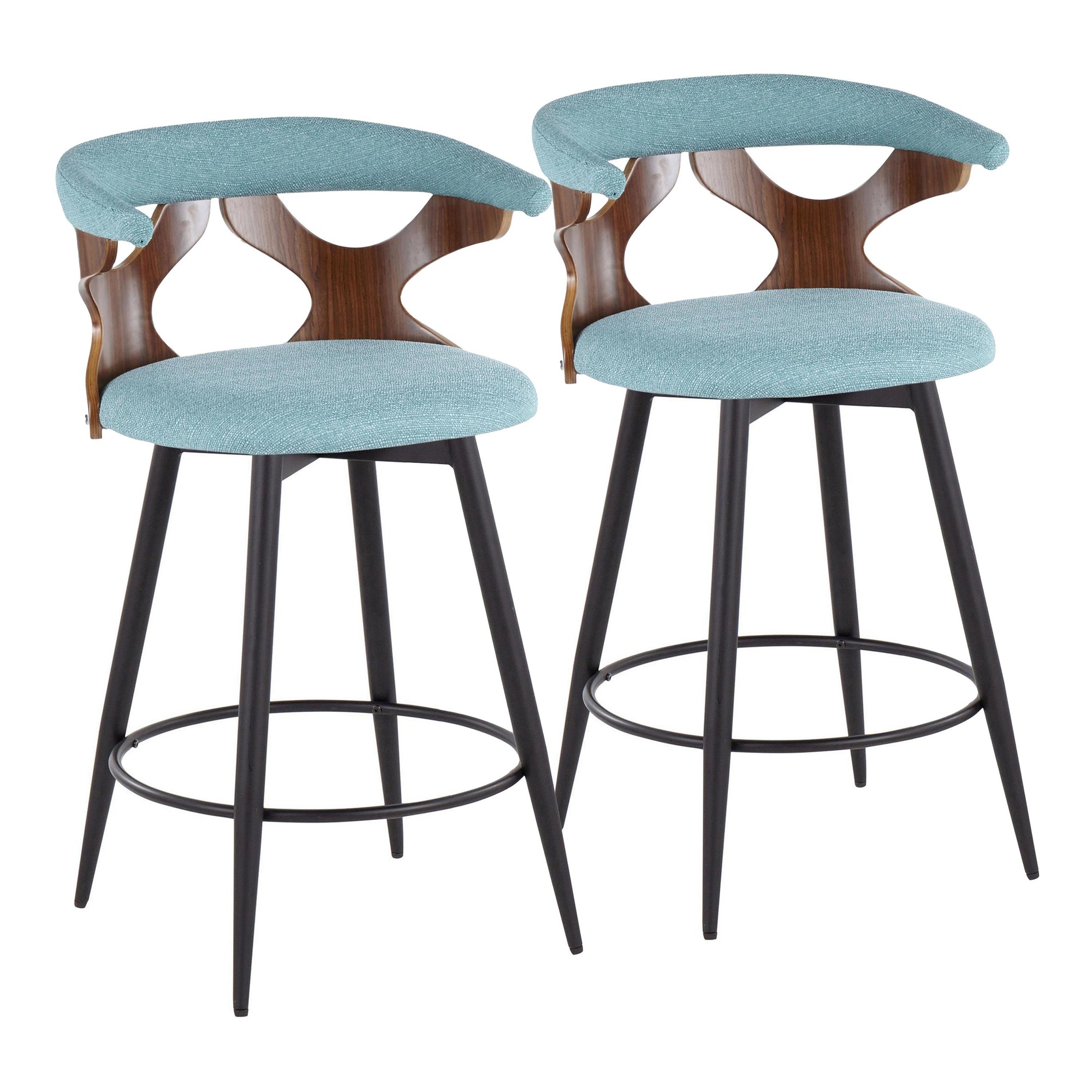 Gardenia 25-Inch Teal Contemporary Swivel Counter Stools (Set of 2) 3 Gardenia 25-Inch Teal Contemporary Swivel Counter Stools (Set of 2) - Image 3