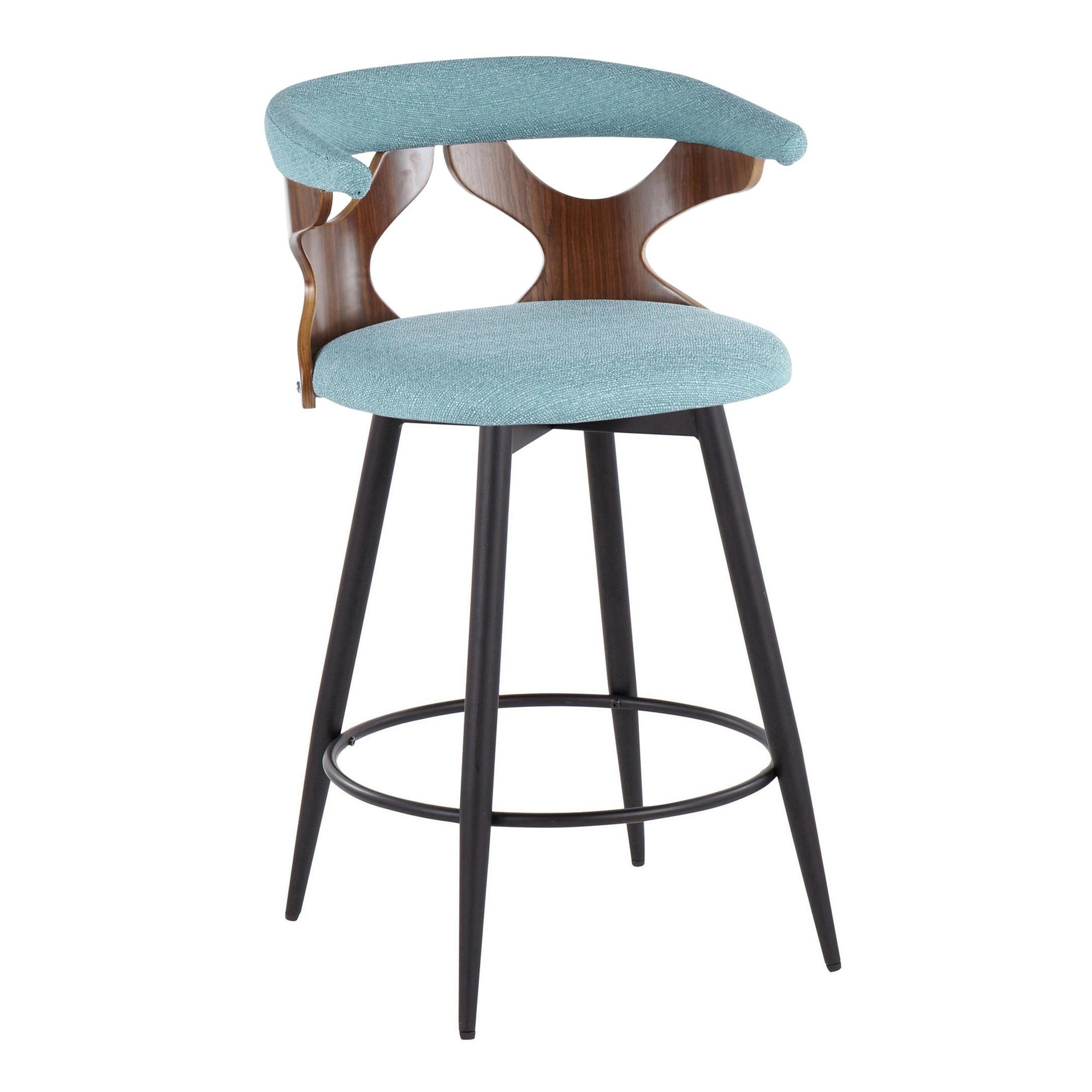 Gardenia 25-Inch Teal Contemporary Swivel Counter Stools (Set of 2) 4 Gardenia 25-Inch Teal Contemporary Swivel Counter Stools (Set of 2) - Image 4