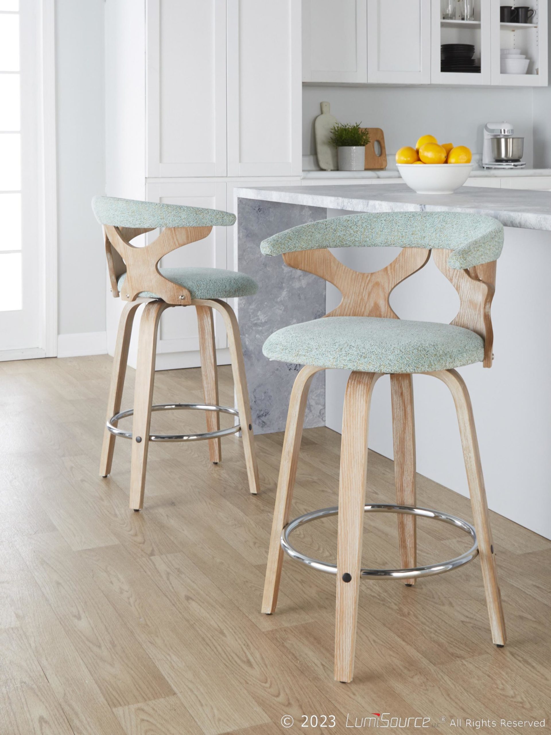 Gardenia 26 Contemporary Seafoam Green Swivel Counter Stools (Set of 2) 2 Gardenia 26 Contemporary Seafoam Green Swivel Counter Stools (Set of 2) - Image 2