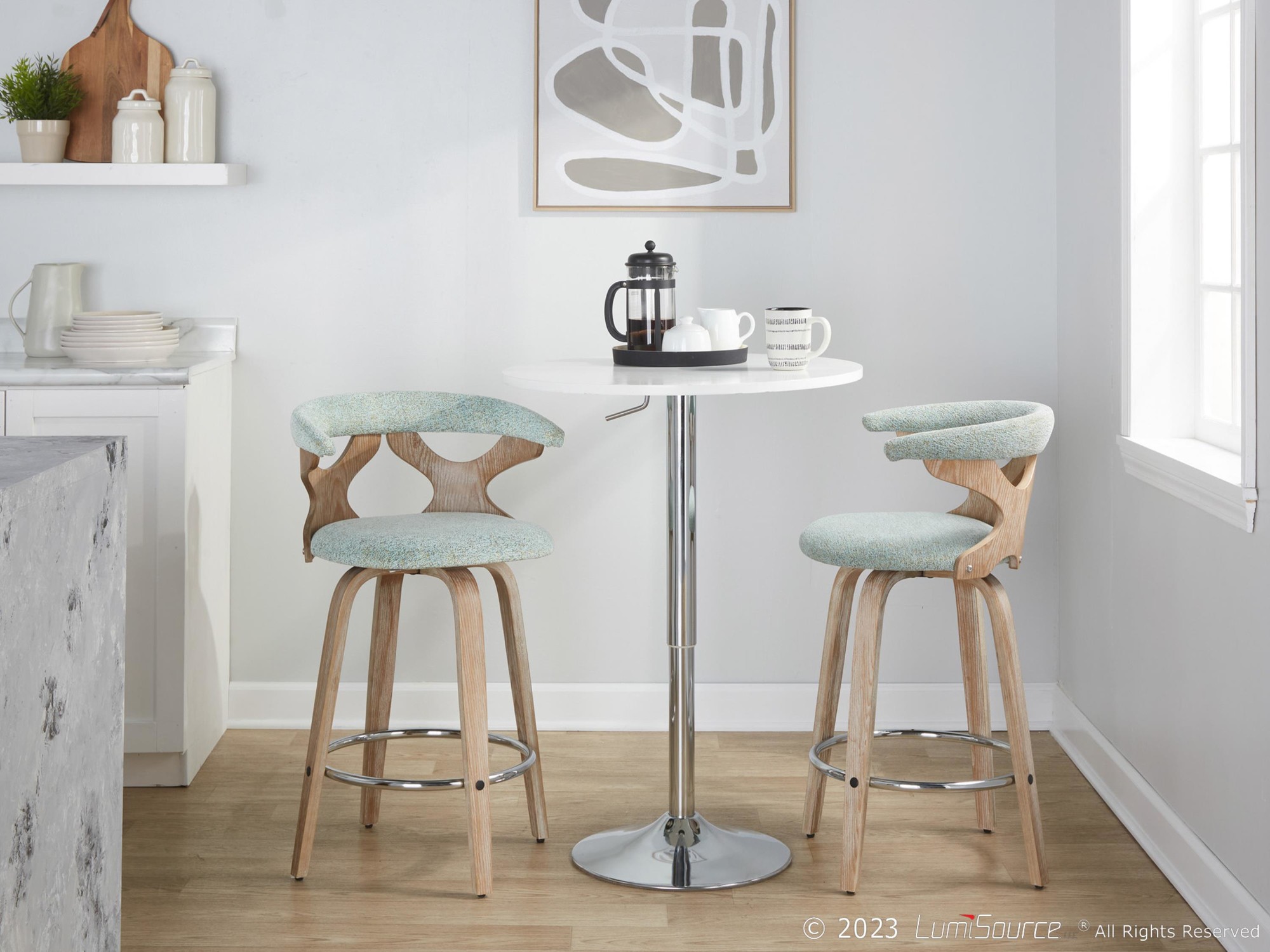 Gardenia 26 Contemporary Seafoam Green Swivel Counter Stools (Set of 2) 4 Gardenia 26 Contemporary Seafoam Green Swivel Counter Stools (Set of 2) - Image 4