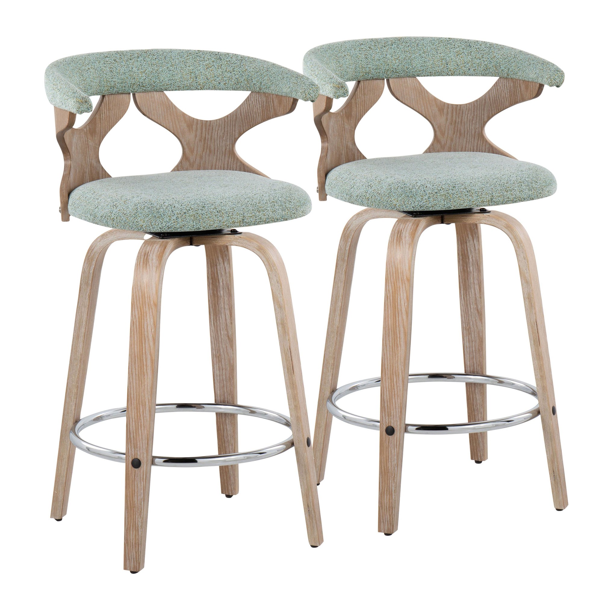 Gardenia 26 Contemporary Seafoam Green Swivel Counter Stools (Set of 2) 5 Gardenia 26 Contemporary Seafoam Green Swivel Counter Stools (Set of 2) - Image 5