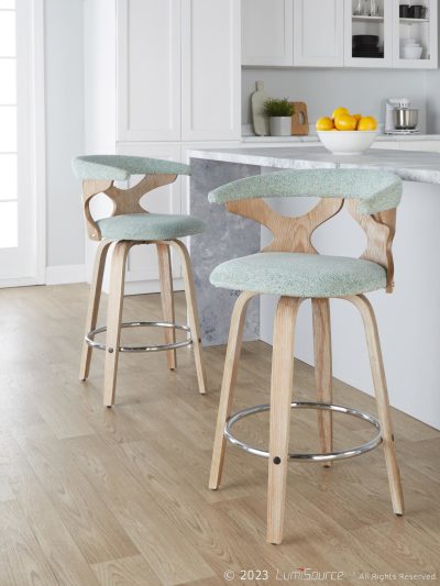 Gardenia 26 Contemporary Seafoam Green Swivel Counter Stools (Set of 2)