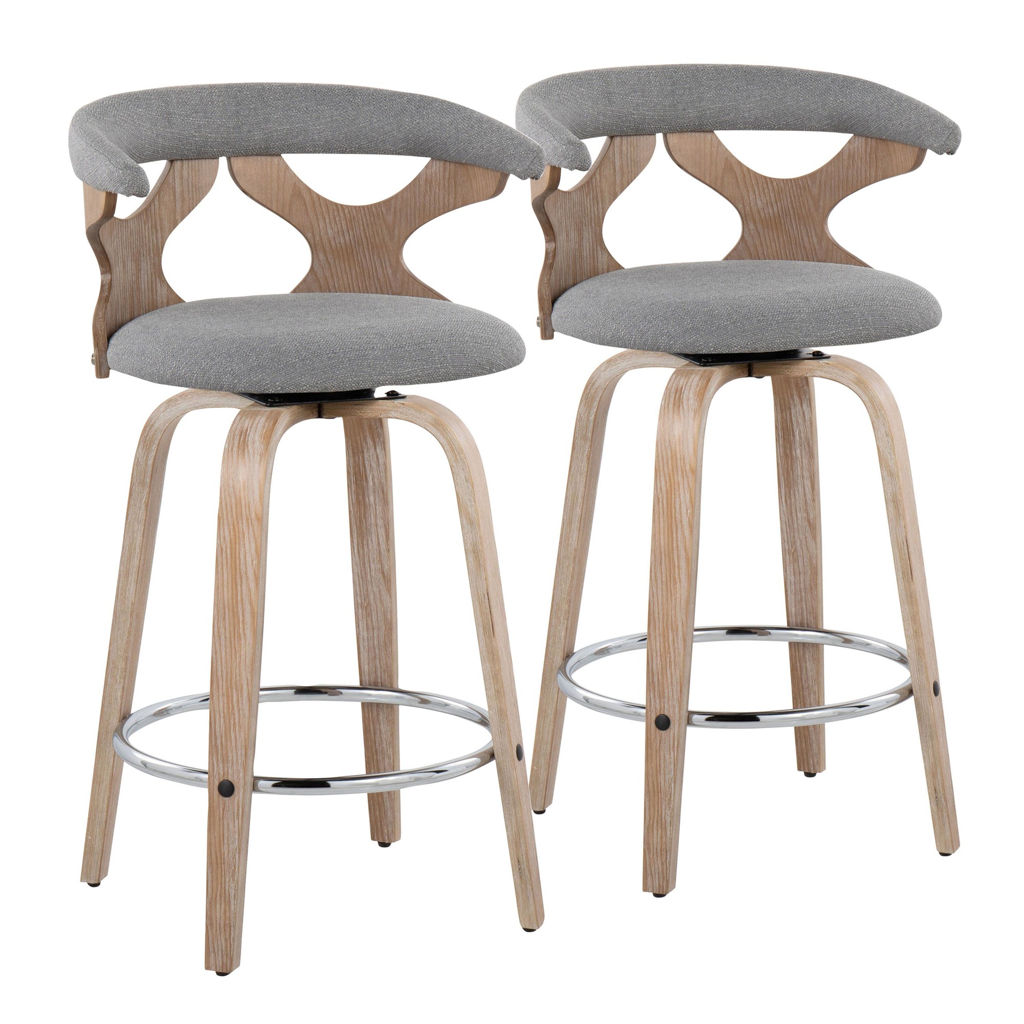 Gardenia 26" Contemporary Swivel Counter Stool White/Grey (Set of 2) 5 Gardenia 26" Contemporary Swivel Counter Stool White/Grey (Set of 2) - Image 5