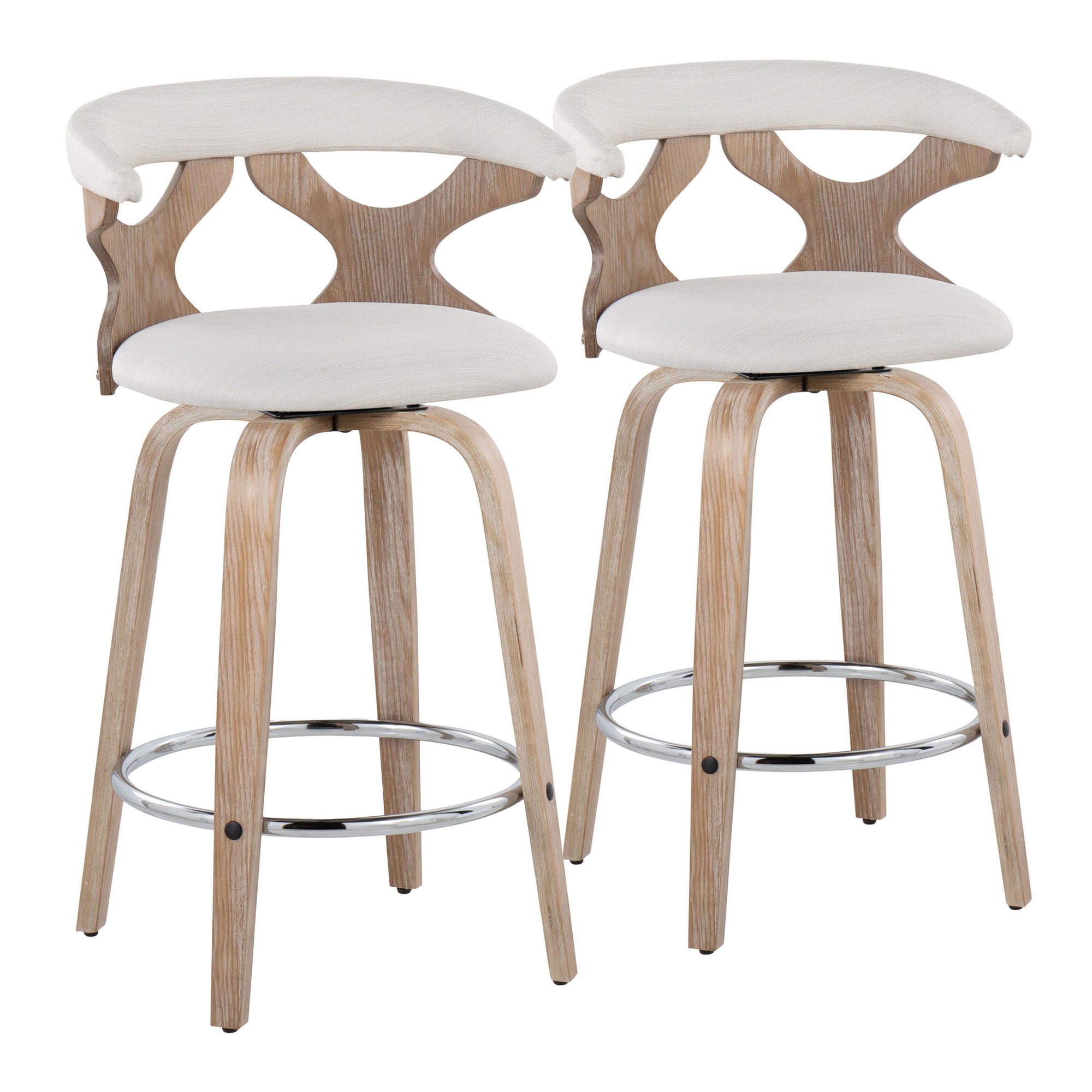 Gardenia 26-Inch Contemporary Cream Swivel Counter Stools (Set of 2) 5 Gardenia 26-Inch Contemporary Cream Swivel Counter Stools (Set of 2) - Image 5