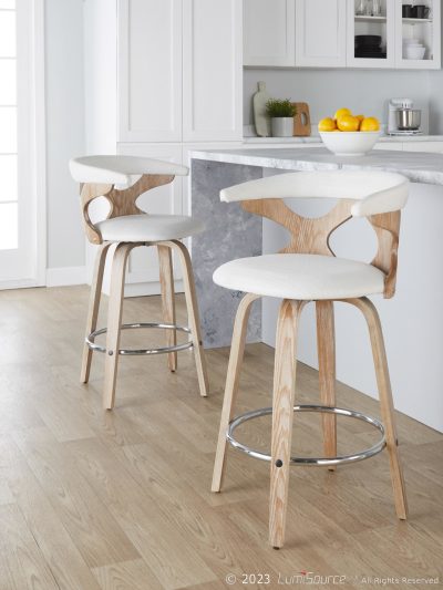Gardenia 26-Inch Contemporary Cream Swivel Counter Stools (Set of 2)