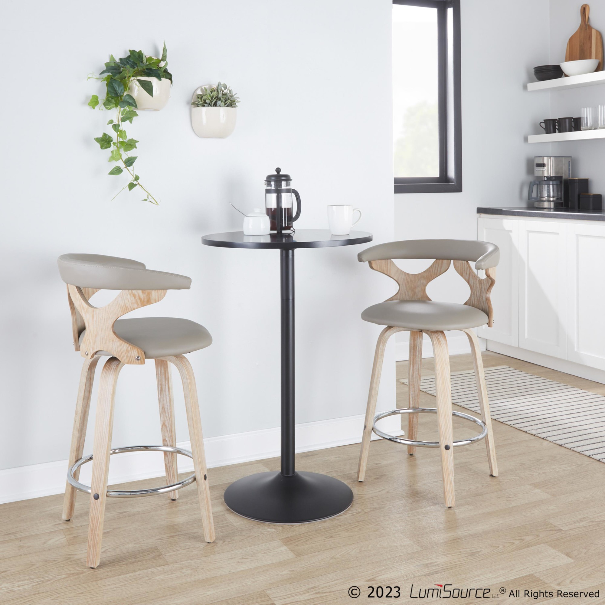 Gardenia 26 Mid-Century Modern Light Grey Swivel Counter Stools (Set of 2) 2 Gardenia 26 Mid-Century Modern Light Grey Swivel Counter Stools (Set of 2) - Image 2