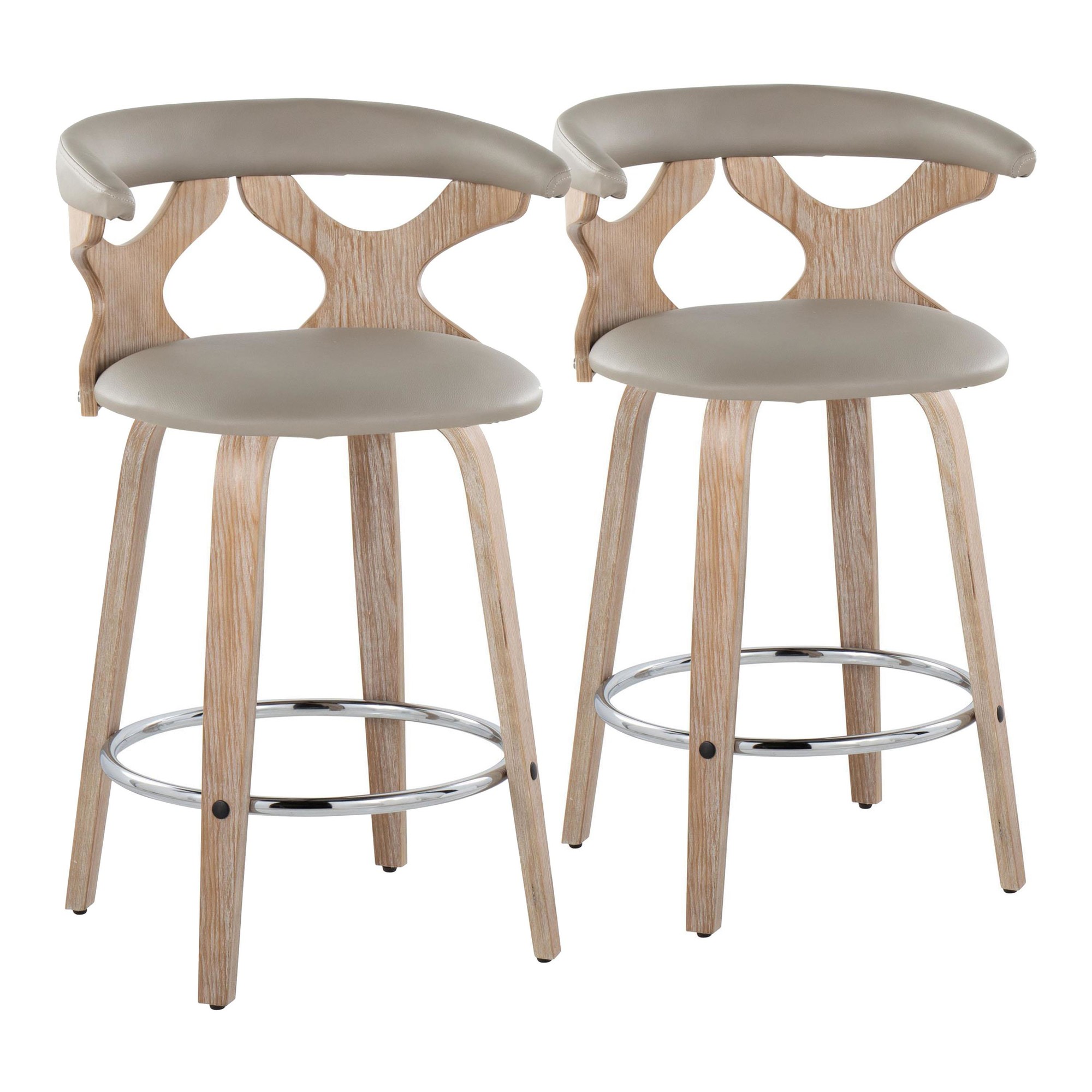 Gardenia 26 Mid-Century Modern Light Grey Swivel Counter Stools (Set of 2) 3 Gardenia 26 Mid-Century Modern Light Grey Swivel Counter Stools (Set of 2) - Image 3