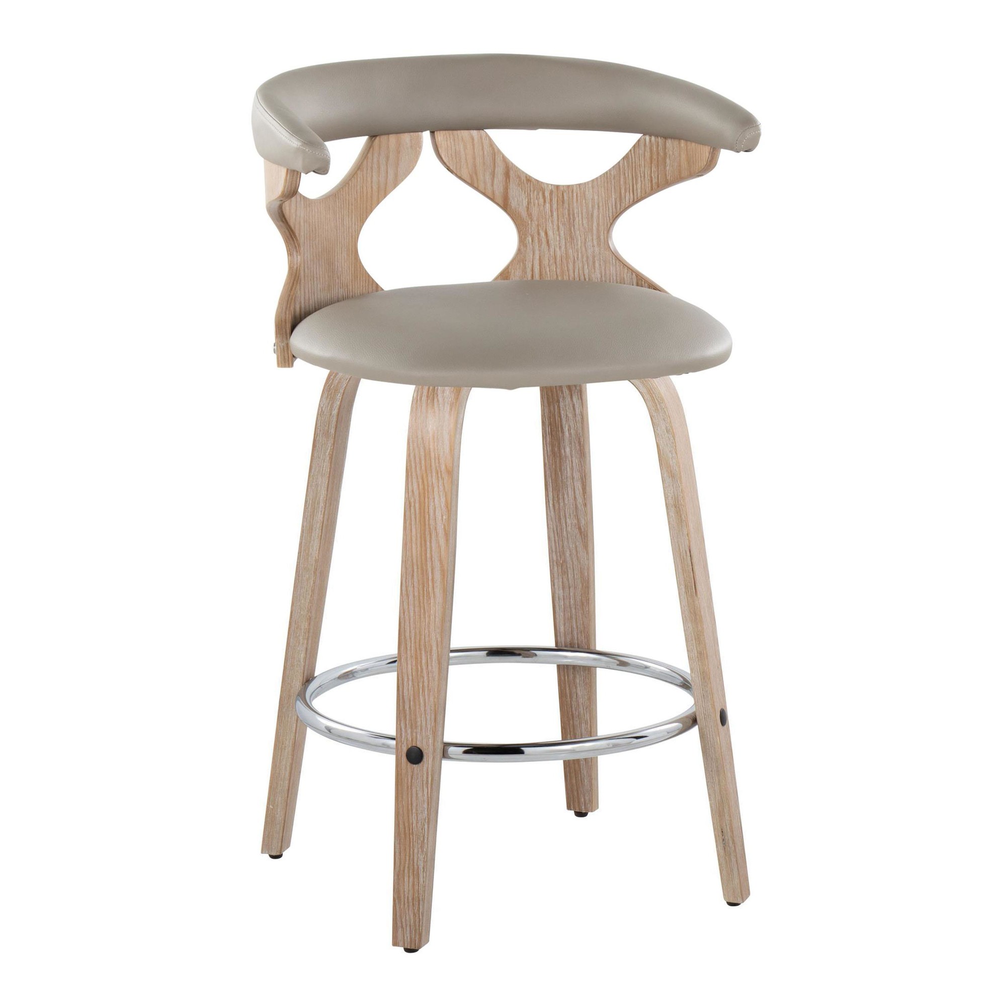 Gardenia 26 Mid-Century Modern Light Grey Swivel Counter Stools (Set of 2) 4 Gardenia 26 Mid-Century Modern Light Grey Swivel Counter Stools (Set of 2) - Image 4