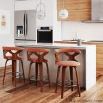 Gardenia 26 Mid-Century Modern Walnut Orange Counter Stools (Set of 2) 12 Gardenia 26 Mid-Century Modern Walnut Orange Counter Stools (Set of 2)