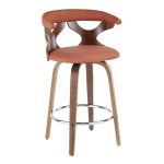 Gardenia 26 Mid-Century Modern Walnut Orange Counter Stools (Set of 2) 15 Gardenia 26 Mid-Century Modern Walnut Orange Counter Stools (Set of 2)